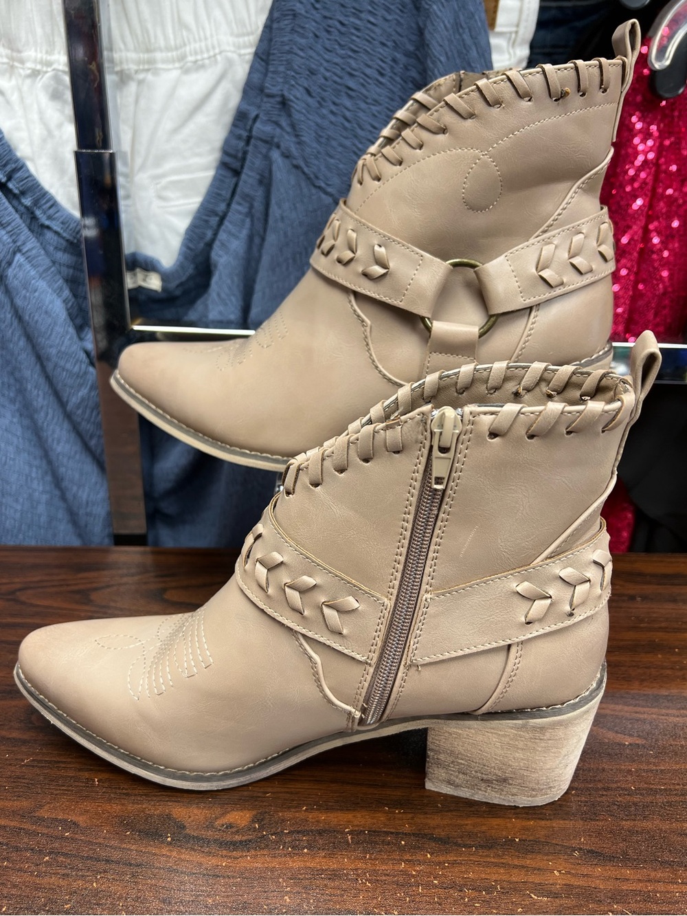 Altar’s State Rynn Taupe Western Ankle Boots - Size 9